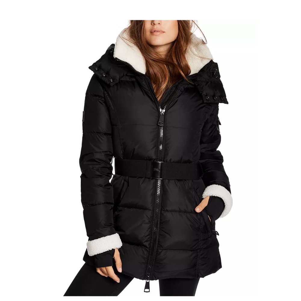 SAM. Courtney Shearling Trim Hooded Puffer Coat - Picture 1 of 2